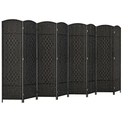 Costway 8-Panel Room Divider 6 FT Tall Folding Privacy Screen with Solid Wood Frame Brown/Black