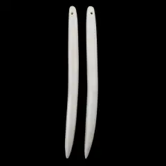 The Bead Chest Elongated White Bone Tooth Pendant Set of 2 Kenya African Handmade