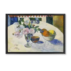 Stupell Industries Classic Gauguin Flowers & Fruit Bowl Framed Floater Canvas Wall Art Design by one1000paintings