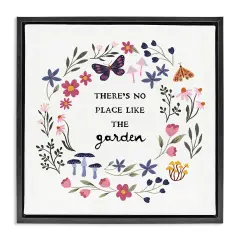 Stupell Industries No Place Like Garden Wreath Framed Floater Canvas Wall Art Design by JJ Design House LLC