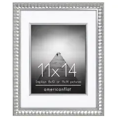 Americanflat 11x14 Picture Frame with Decorative Inner Mat Accent - Use as 8x10 with Mat or 11x14 without the Mat - Statement Frame with Shatter-Resistant Glass