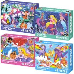 4x48 Puzzlesfor Kids | Mermaid, Princesses, Unicorns