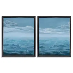 Stupell Industries Clouds over Rough Sea Waves 2pc Floater Framed Canvas Wall Art Set Design by Grace Popp 