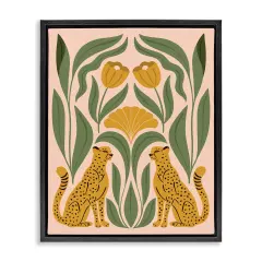 Stupell Industries Boho Chic Mirrored Leopards Framed Floater Canvas Wall Art Design by Hey Bre! Creative Studio