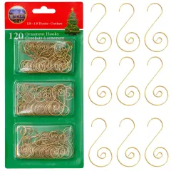 R N' D Toys Gold Tree Ornament Hooks - Christmas Tree Gold Decorating Metal Wire Hangers for Hanging Decorations - Pack of 120
