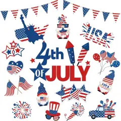 62 Pcs 4th of July Paper Cutouts with Adhesive