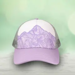 1 Count Scenic Trucker Cap Five Panel Low Profile with Recycled Pre Curved Bill Purple Ranges