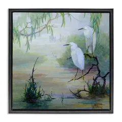 Stupell Industries Egrets & Marshland Edge Floater Framed Canvas Wall Art Design by Floy Zittin