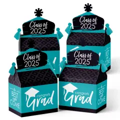Big Dot of Happiness Teal Grad - Best is Yet to Come - Treat Box Party Favors - 2025 Turquoise Graduation Party Goodie Gable Boxes - Set of 12