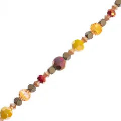 Crystal Lane DIY 7" Mixed Designer Glass Bead Mix Strand Orange & Yellow Mix