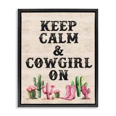 Stupell Industries Keep Calm & Cowgirl On Floater Framed Canvas Wall Art Design by Lettered and Lined