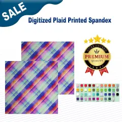 Digitized Plaid Printed Spandex Fabric