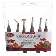 Princeton Series 3900 Velvetouch Synthetic Mixed Media Brush-Short Handle Professional Mini Set 6PC