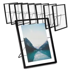 8 Pack Black Glass Frame for Pressed Flowers, 5 x 7 Inch Photos, Floating Picture Frames (6.9 x 8.9 In)