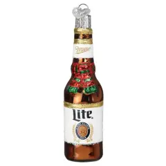 Old World Christmas 4.0 Inch Holiday Miller Lite Longneck Christmas Tree Ornament , Ornament Beverage Alcohol Bottle Brown
