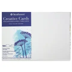 Strathmore Creative Cards and Envelopes - Full Size, Fluorescent White with Deckle, Pkg of 100