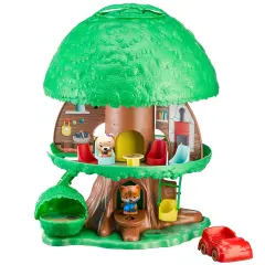 Timber Tots: The Magic Tree House - 16pc Nature Playset, 2 Animal Figurines, Toy Car & Furniture Accessories, Pop-Up Room Reveal, Kids-Toddlers 18Mo+