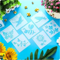 66 Pcs Small Stencils for Crafts Reusable 3 Inch Stencils (Flowering Plants)