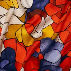 1 Yard Italian Silk Charmeuse Floral Stained Glass Roses 53" Wide Smooth Fabric for Evening Wear & Tops