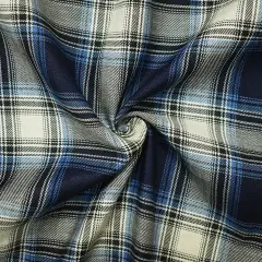 Navy-Ivory-Multi Famous Maker Cotton Twill Shirting Woven Fabric By the Yard