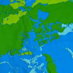 Aqua/Green/Multi Camo Map Printed Canvas Decorating Fabric By the Yard