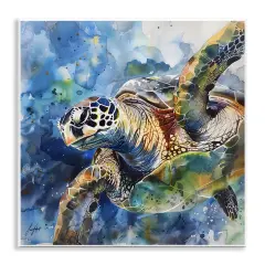 Stupell Industries Watercolor Turtle Impression Wall Plaque By LSR Creative Studio