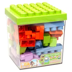 Roo Crew: Block Set - 75 Pieces - Assorted Lid Color, Building Activity Set, Colorful Blocks & Storage Container, Toddlers & Kids Ages 2+