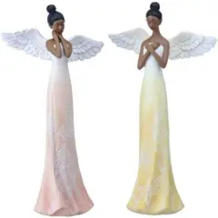 14" African American Angel Figurine &ndash; Elegant Resin Christmas Decoration