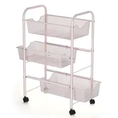 3-Tier Rolling Metal Storage Basket Cart &ndash; Mesh Utility Organizer with Wheels, Kitchen & Pantry Fruit Vegetable Rack, Bathroom & Office Storage