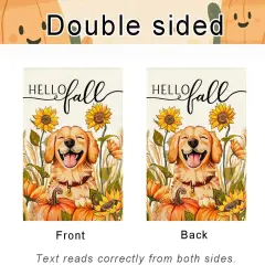 12x18 Inch - Hello Fall Dog Garden Yard Flag (Orange)