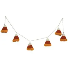 Fabric Candy Corn Garland with 6 Plush Figures on Thick Yarn