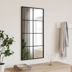 vidaXL Wall Mirror Black 15.7"x31.5" Rectangle Iron