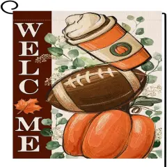 Fall Football Pumpkin Garden Flag 12x18(Orange)