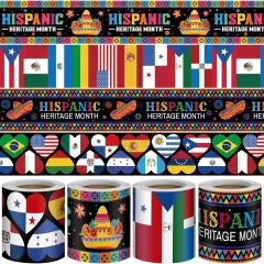 Hispanic Heritage Month Bulletin Board (blue-purple-pink pattern)