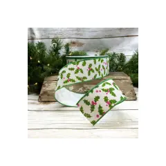 2.5" Holly Ribbon: Red & Green (25 Yards)