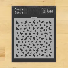 Bunnies and Flowers Miniprint Cookie & Craft Stencil | CM090 by Designer Stencils | Cookie Decorating Tools | Baking Stencils for Royal Icing, Airbrush, Dusting Powder | Craft Stencils for Canvas, Paper, Wood | Reusable Food Grade Stencil