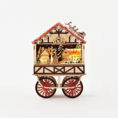 Bavarian Christmas Village - Wooden Bavarian Cart Scene