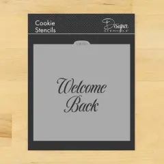 Welcome Back Cookie & Craft Stencil | CM180 by Designer Stencils | Cookie Decorating Tools | Baking Stencils for Royal Icing, Airbrush, Dusting Powder | Craft Stencils for Canvas, Paper, Wood | Reusable Food Grade Stencil