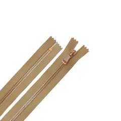 5MM Closed Bottom Zipper Beige Tape Rose Gold Teeth 7&ndash;20 Inche