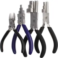The Beadsmith Wire Working Combo &ndash; 3 Different Wire Wrapping Bending Pliers and Double Nylon Jaw Chain Nose Pliers &ndash; Use to Create Loops, Jump Rings & Protect Wire While Jewelry Making &ndash; 4 Piece Set