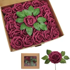 Artificial Roses Flowers 50pcs Real Looking Foam Fake Roses Bouquets