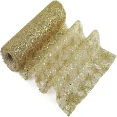 Gold Glitter Mesh Star Web Ribbon Yards Roll Gold Mesh Fabric Ribbon Decorative Mesh Gold Mesh Ribbon