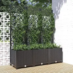 vidaXL Garden Planter with Trellis Black 47.2x15.7x53.5 PP