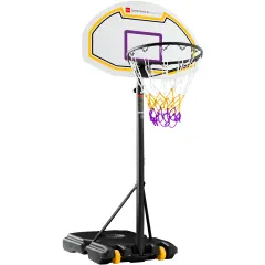 Best Choice Products Kids Height-Adjustable Basketball Hoop, Portable Backboard System w/ 2 Wheels Purple/Yellow