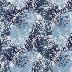 Oasis - Blue Leaves,Tropical & Botanical Upholstery Fabric 54 Inches"
