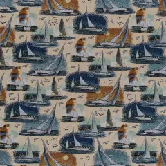 Sail Away - Blue Novelty Upholstery Fabric 54 Inches"