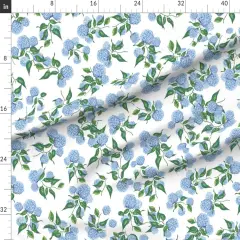 Various Fabrics by the Yard or Fat Quarter Hydrangea Floral Blue Green Botanical Garden Bloom Meadow Hamptons Grandmillennial Custom Printed Fabric by Spoonflower 13091671