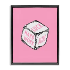 Stupell Industries Pastel Pink Lucky Dice Floater Framed Canvas Wall Art Design by Graffi*tee Studios