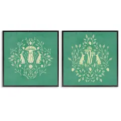Stupell Industries Boho Symmetrical Rabbits 2pc Framed Giclee Wall Art Set Design by Katie O'Shea 