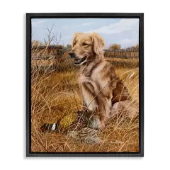 Stupell Industries Hunting Dog & Pheasant Floater Framed Canvas Wall Art Design by Kevin Daniel
